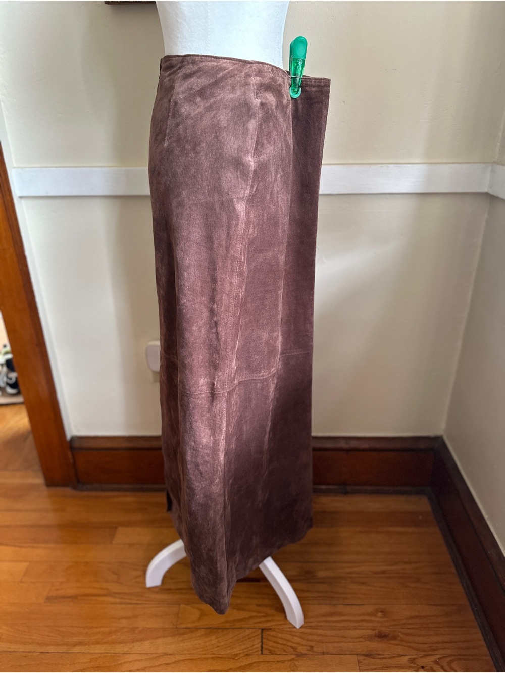 Suede A-Line Maxi Skirt in Taupe - Picture 7 of 10